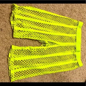 Fashion Nova Neon Green Mesh Biker Short Size L